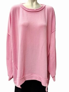 Simply Southern Pink Waffle Knit Tunic L